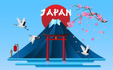 Manzara Japon kültürel sembollerin vektör çizim