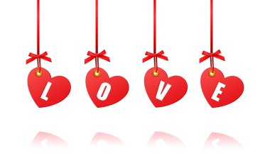 Beyaz arka plan, vektör çizim Sevgililer dekoratif kalpler