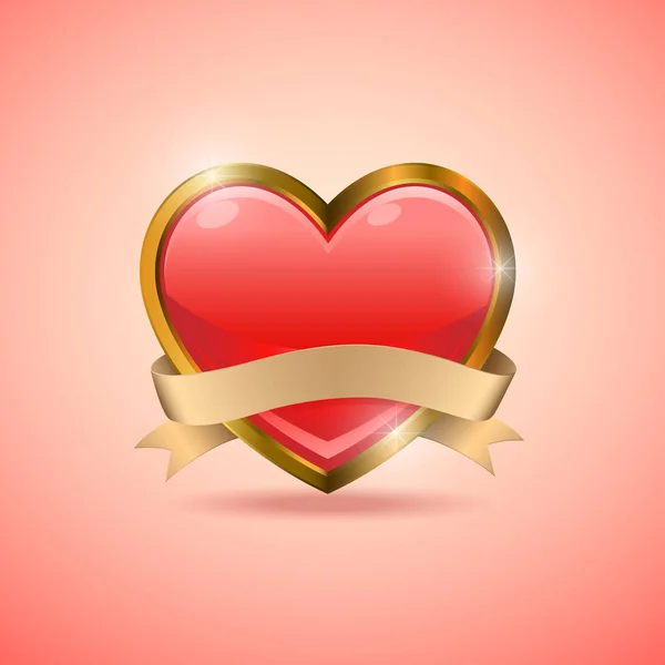 Valentine Heart Badge Flag Emblem Vektorillustration — Stockvektor