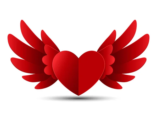 Coeur Rouge Saint Valentin Avec Les Ailes Illustration Vectorielle — Image vectorielle