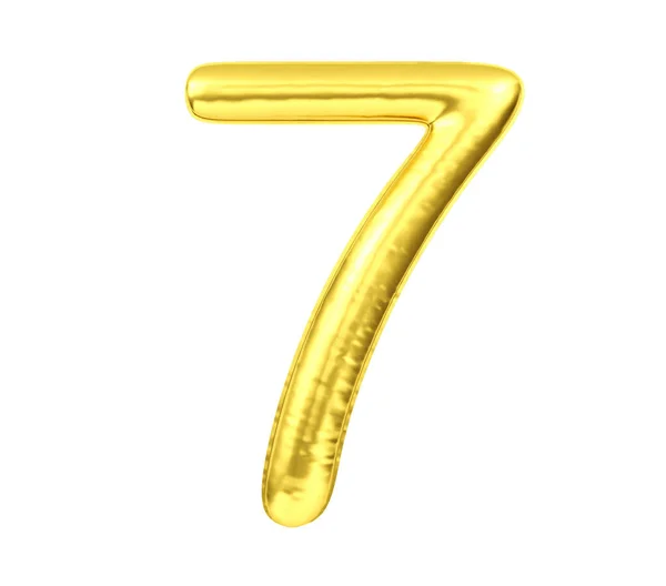 Αριθμητικό Χρυσό Μπαλόνι Νούμερο Επτά Απομονώθηκε Λευκό Φόντο Απόδοση — Φωτογραφία Αρχείου