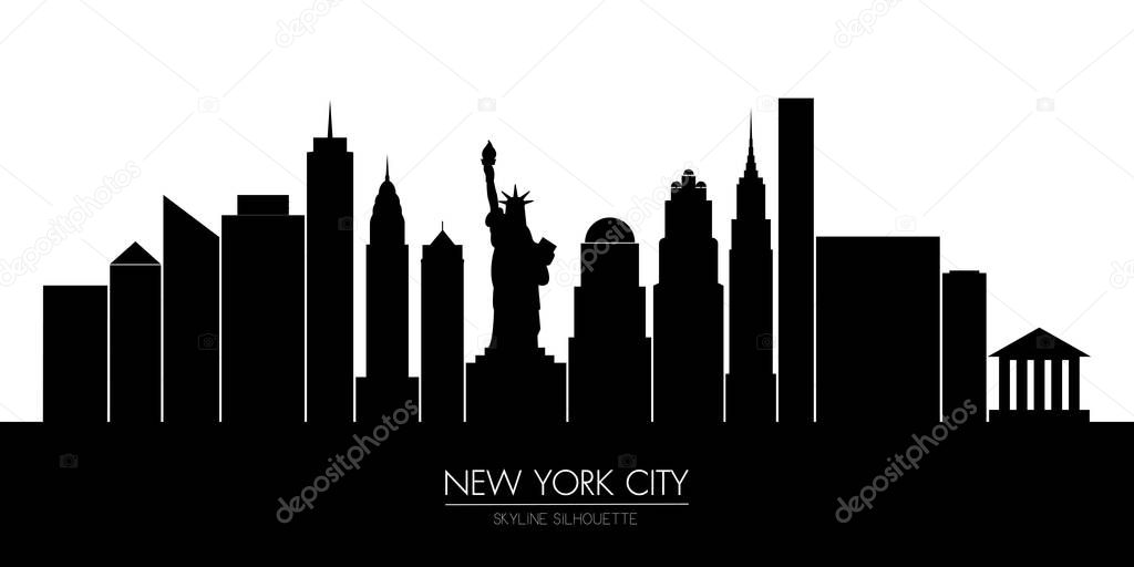 New York city skyline silhouette, vector illustration