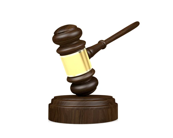 Wooden Judge Gavel Isolated White Background Rendering — Stock Photo, Image