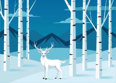 Karlı Orman Resimlerinde Beyaz Geyik