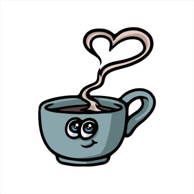 Kahve Kupası karakter karikatür vektör çizim