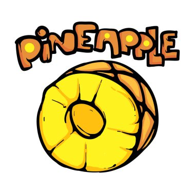 Ananas dilimi Çizgi film Vektör İllüstrasyonu