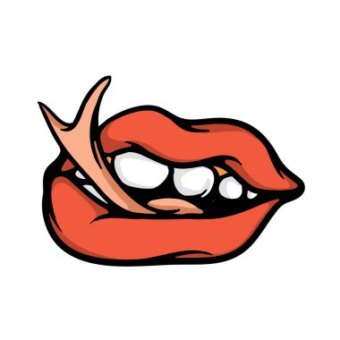 Yılan dilli ağız Çizgi film Vektörü İllüstrasyonu