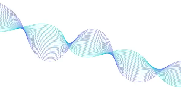 Pankart dalgalarıyla soyut arkaplan. Orta boy pankart. Beyaz üzerine izole edilmiş çizgilerle vektör arkaplanı. Mor ve yeşil gradyan. Broşür, kitapçık. Yaz, bahar