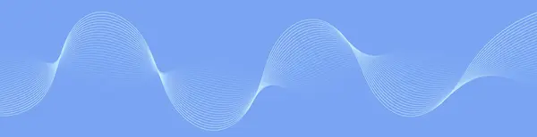Pankart dalgalarıyla soyut arkaplan. Web pankartı boyutu. Çizgileri olan vektör arkaplanı. Tasarım elementi izole edildi. Mavi gradyan. Bahar, yaz. Su, doğa, gökyüzü