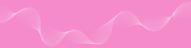 Pankart dalgalarıyla soyut arkaplan. Web pankartı boyutu. Çizgileri olan vektör arkaplanı. Tasarım elementi izole edildi. Pembe gradyan. Bahar, yaz. Kadınlar Günü. Aşk, düğün, kız