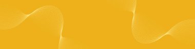 Pankart dalgalarıyla soyut arkaplan. Web pankartı boyutu. Çizgileri olan vektör arkaplanı. Tasarım elementi izole edildi. Turuncu gradyan. Sarı renk. Bahar, yaz. Güneş, doğa