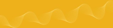 Pankart dalgalarıyla soyut arkaplan. Web pankartı boyutu. Çizgileri olan vektör arkaplanı. Tasarım elementi izole edildi. Turuncu gradyan. Sarı renk. Bahar, yaz. Güneş, doğa