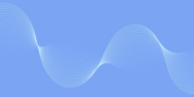 Pankart dalgalarıyla soyut arkaplan. Orta boy pankart. Satır izole edilmiş vektör arkaplanı. Mavi gradyan. Mor. Su, okyanus, deniz, gökyüzü. Broşür, kitapçık.