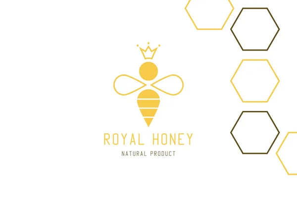 Royal Bee Logo Design Creative Honey Concept Elegant Food Template — Stock Vector