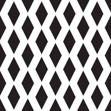 Beyaz arka plan üzerinde izole siyah rhombus şekilleri ile Seamless modeli. Geometrik tek renkli doku. Duvar kağıdı illüstrasyon.