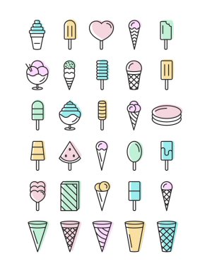 Hat dondurma Icons set. 