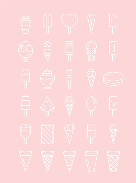 Set de iconos de helado de línea — Archivo Imágenes Vectoriales