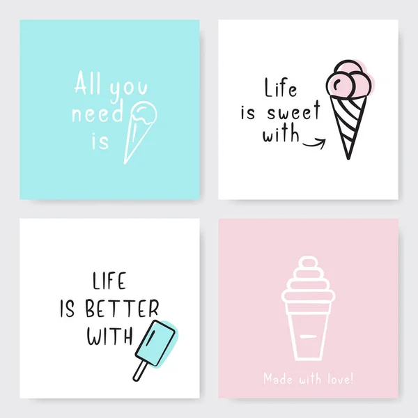 Ice Cream pictogram kaarten SET. — Stockvector