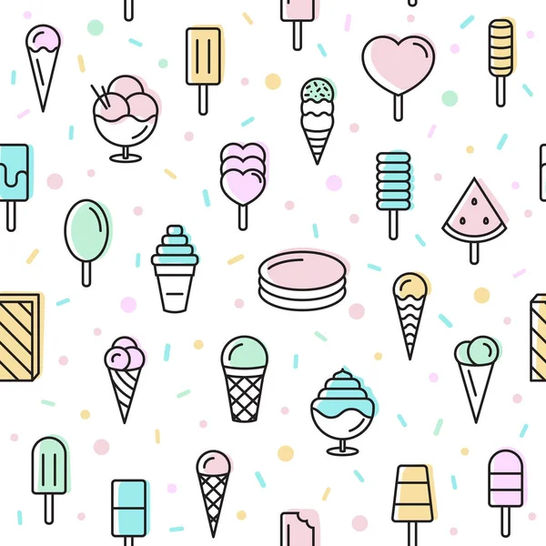 Icono de helado patrón sin costura . — Archivo Imágenes Vectoriales