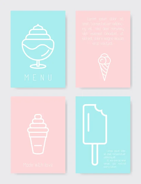 Set di carte icona gelato . — Vettoriale Stock