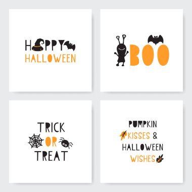 Cadılar Bayramı kartları kümesi. 