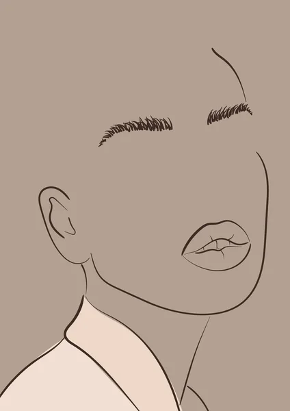 Cara Retrato Mujer Abstracta Estilo Línea Minimalista Estampado Pared Mujer — Archivo Imágenes Vectoriales