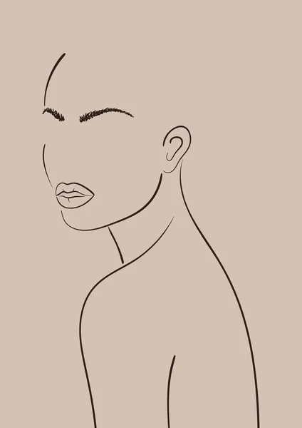 Portrait Femme Abstrait Empreinte Murale Féminine Modèle Croquis Fille Couleur — Image vectorielle