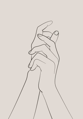 El ele tutuşmak sanat. Soyut duvar baskısı. Zarif eskiz posteri. Boho ev dekorasyonu.