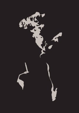 Sigara sanatıyla uğraşan kadın. Soyut kadın portresi. Çağdaş kadın gölge baskısı posteri. 