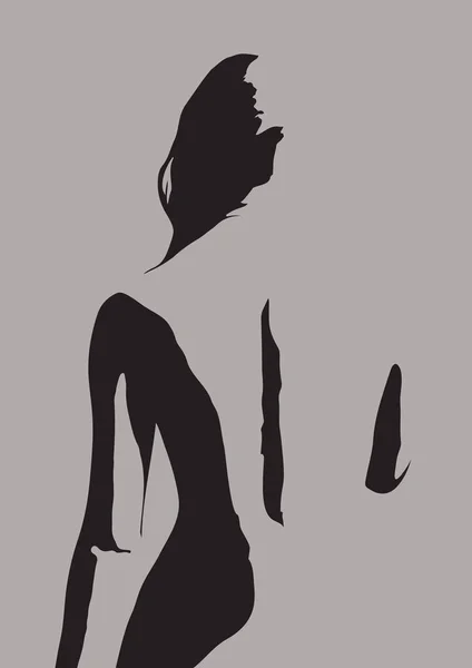 Dos Femme Portrait Affiche Art Contemporain Féminin Impression Silhouette Corporelle — Image vectorielle