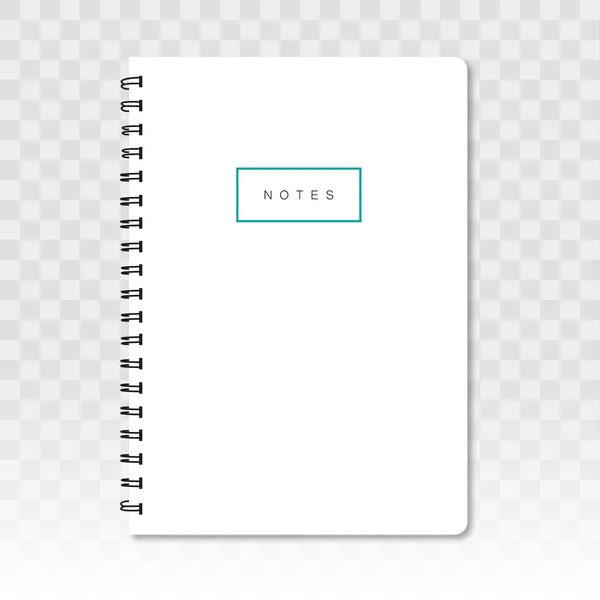 Cuaderno Blanco Con Sombra Sobre Fondo Transparente — Vector de stock