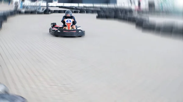 Kart Sebesség Fedett Ellenzéki Verseny Gokart Verseny Vagy Lovaglás Versenyautók — Stock Fotó