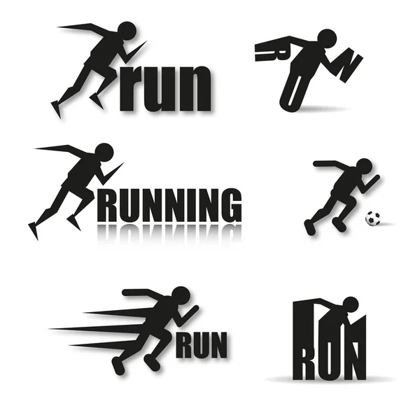 Set Logos Runners — Stock Vector
