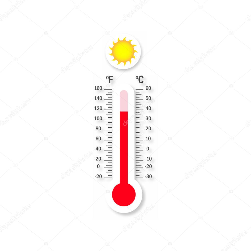 Temperature logo with shadow. Warm temperature