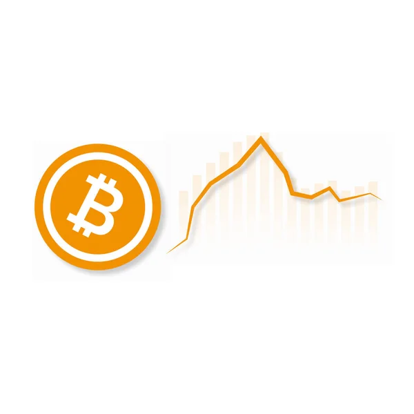 A ascensão e queda de moedas eletrônicas Bitcoin — Vetor de Stock