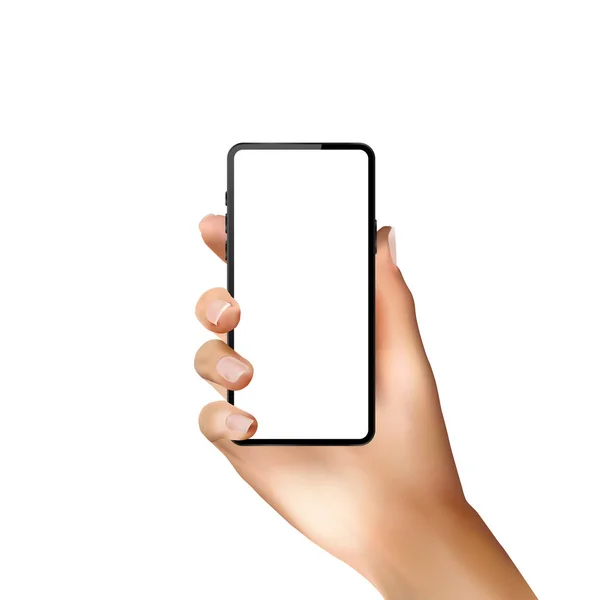 Gerçekçi Beyaz Arka Planda Boş Ekran Ile Gerçekçi Modern Telefon — Stok Vektör