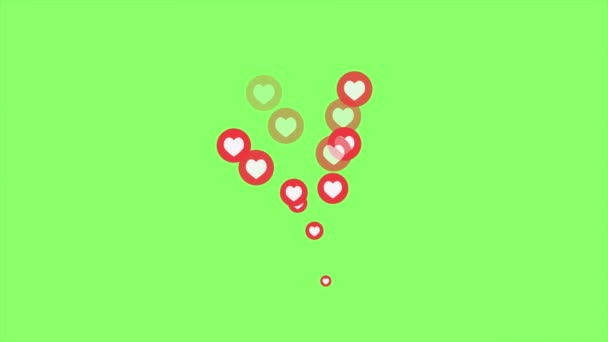 Red Hearts Isolated Green Background Move Footage Heart Green Screen — Stock Video