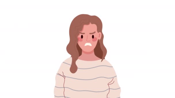 Menina Irritada Estilo Dos Desenhos Animados Gráficos Movimento Mulheres Irritadas — Vídeo de Stock