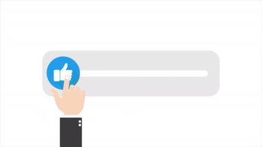 Beyaz arka planda izole edilmiş sosyal medya için başparmağınla kaydır. Canlandırma 4k videosu