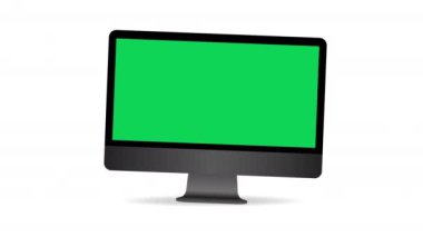 Beyaz arkaplan canlandırma 4k video yeşil ekran ile monitör