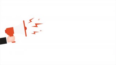 Beyaz arka planda animasyon megafonu. Mesajınız için 4k hareket videosu