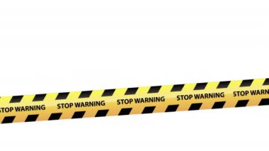 Sarı plastik uyarı bandı veya uyarı bandı. Polis hattı hareketli şerit bant 4k video