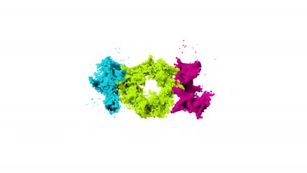 Holi Celebration Color Powder Explosion Isolated Black Background Holi Letters — Stock Video