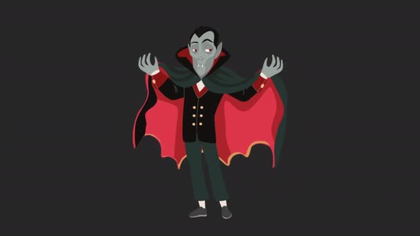 Дракула Або Вампір Носить Плащ Dracula Анімації Пожежного Руху Відео — стокове відео