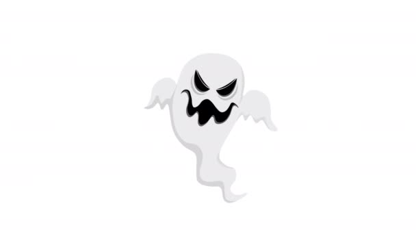 Fantasma Blanco Halloween Gráfico Movimiento Cara Miedo Animación Fantasma — Vídeo de stock