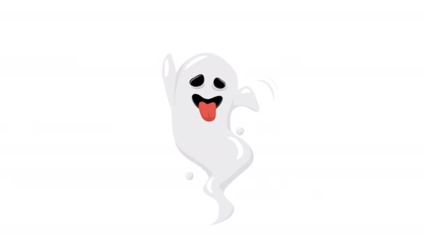 Halloween Fantasma Branco Gráfico Movimento Engraçado Rosto Animação Fantasma — Vídeo de Stock