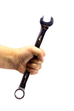 el el beyaz izole spanner aracı hold