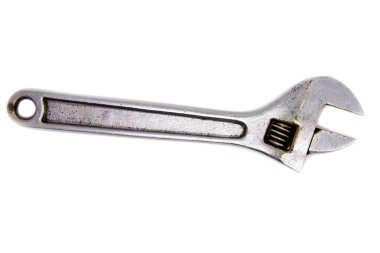Beyaz arka plan üzerinde izole gümüş Metal İngiliz anahtarı