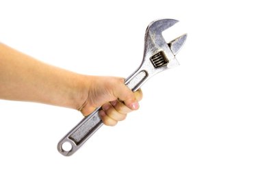 el el beyaz izole spanner aracı hold