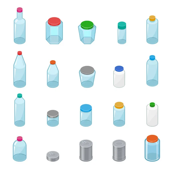 ガラス瓶ベクトル空のメイソン ガラスふた付きまたは缶詰と、白い背景で隔離コンテナーまたは cuppingglass の瓶のイラスト コップ セットを保存するためにカバー — ストックベクタ